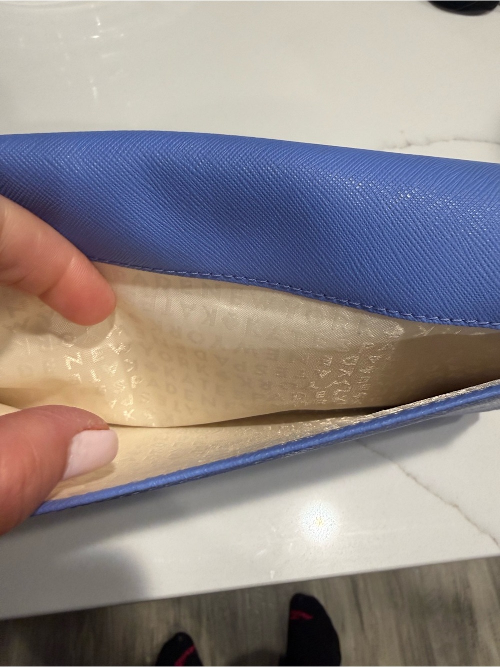 Light Blue Saffiano Leather Clutch